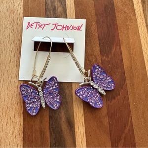 Betsey Johnson Purple Butterfly Drop Earrings